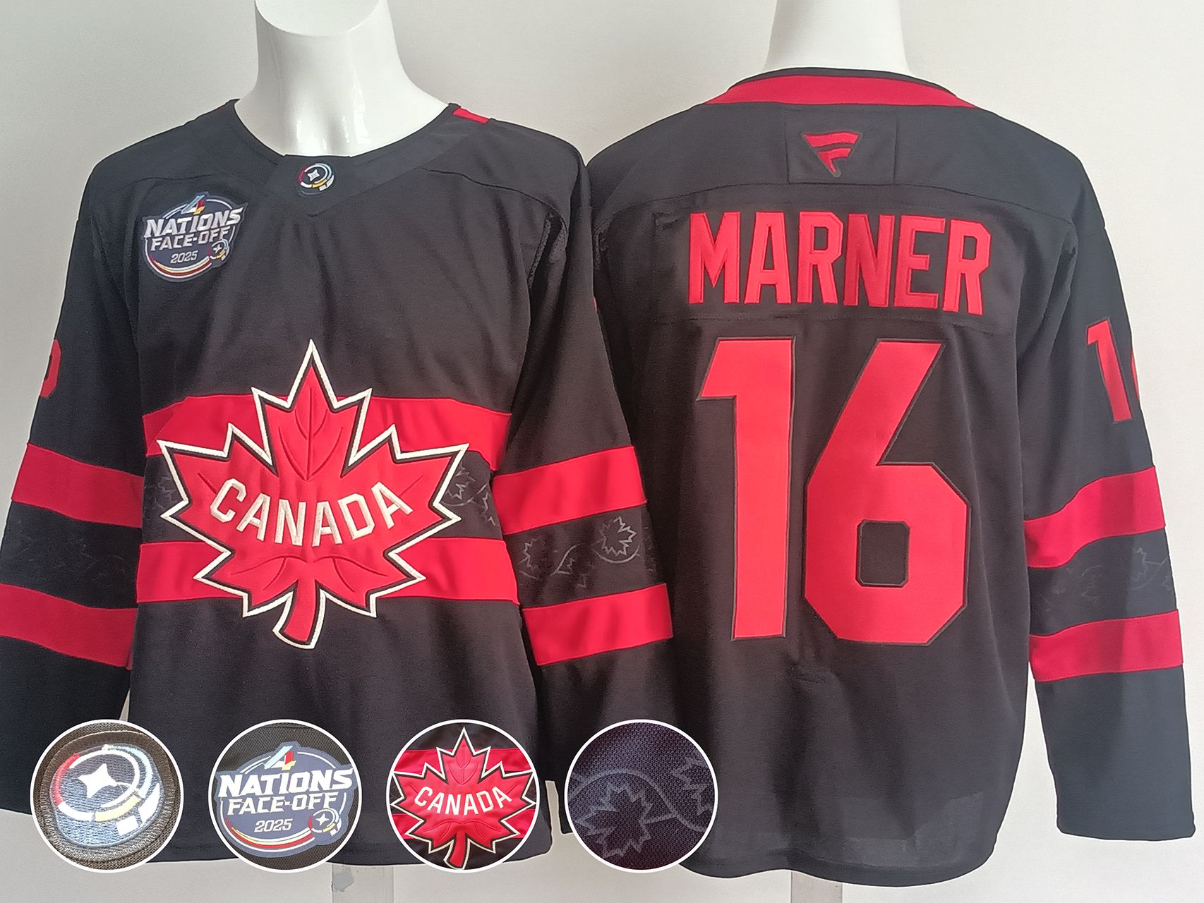 Men Canada #16 Marner Black 2025 Fanatics Home Premium NHL Jersey->more nhl jerseys->NHL Jersey